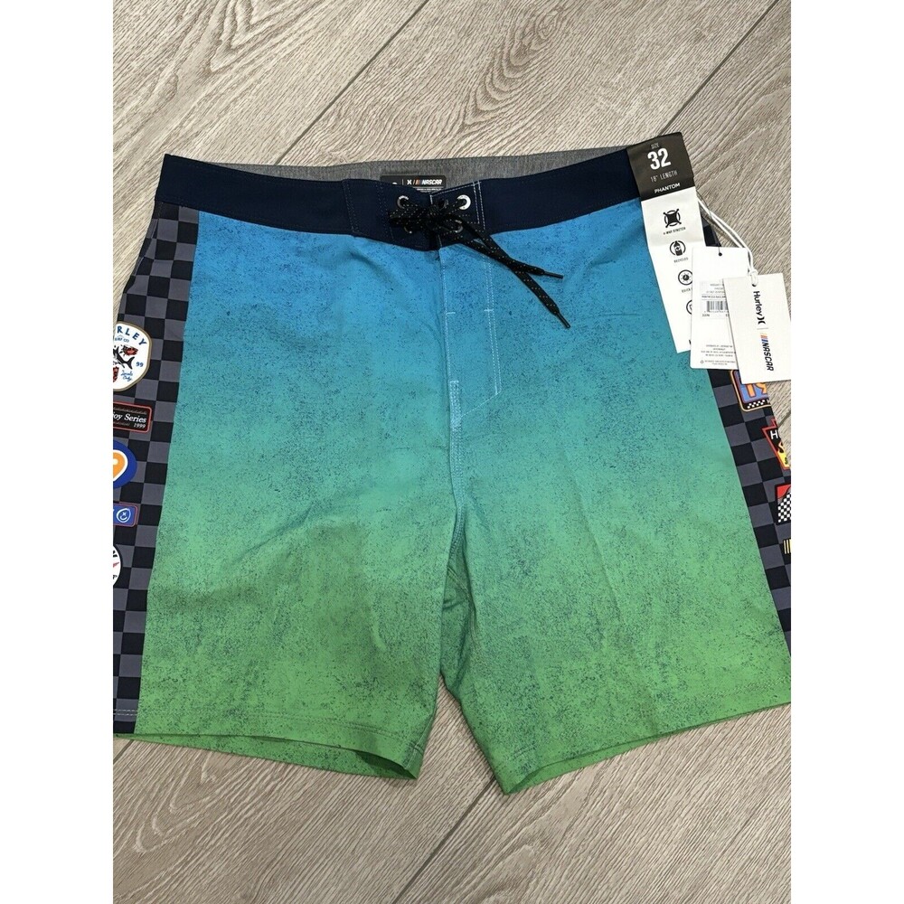 Hurley x Nascar Mens Phantom Eco Nascar Racetrack Board Shorts Swim Size 32‎